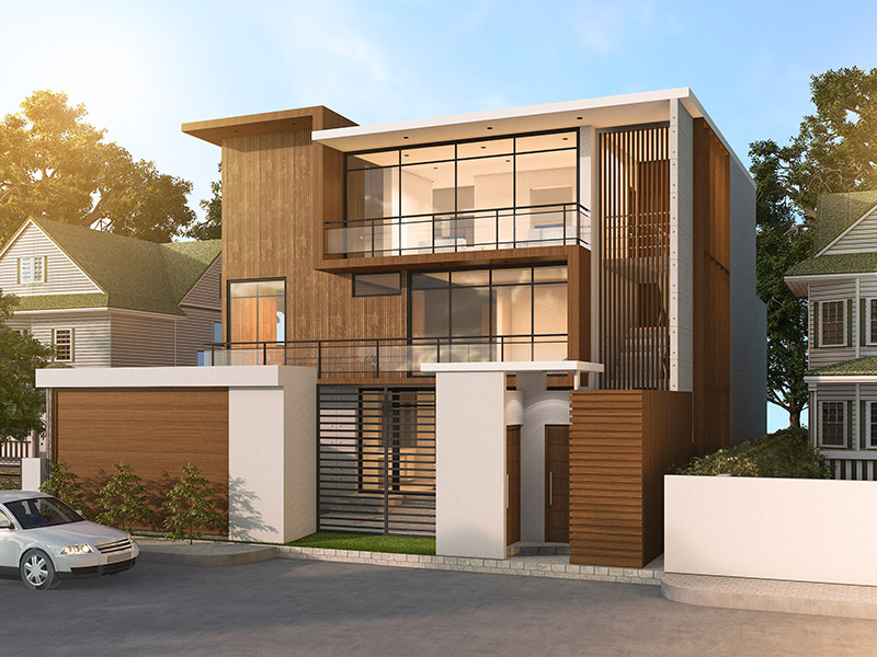 Architectural concept image of a modern building with large glass windows.