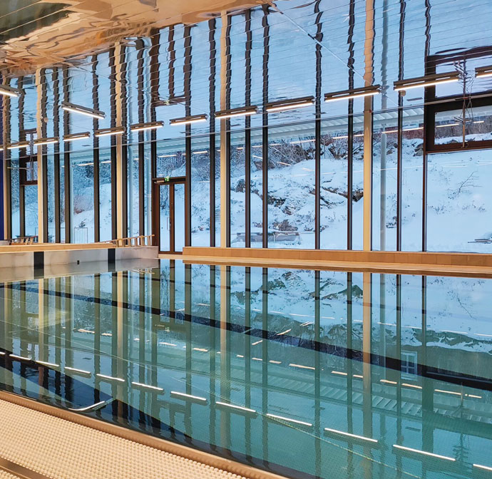 Prodeco windows installed at an indoor swimming pool