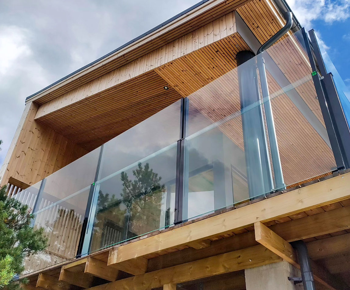 Large terrace glass railing